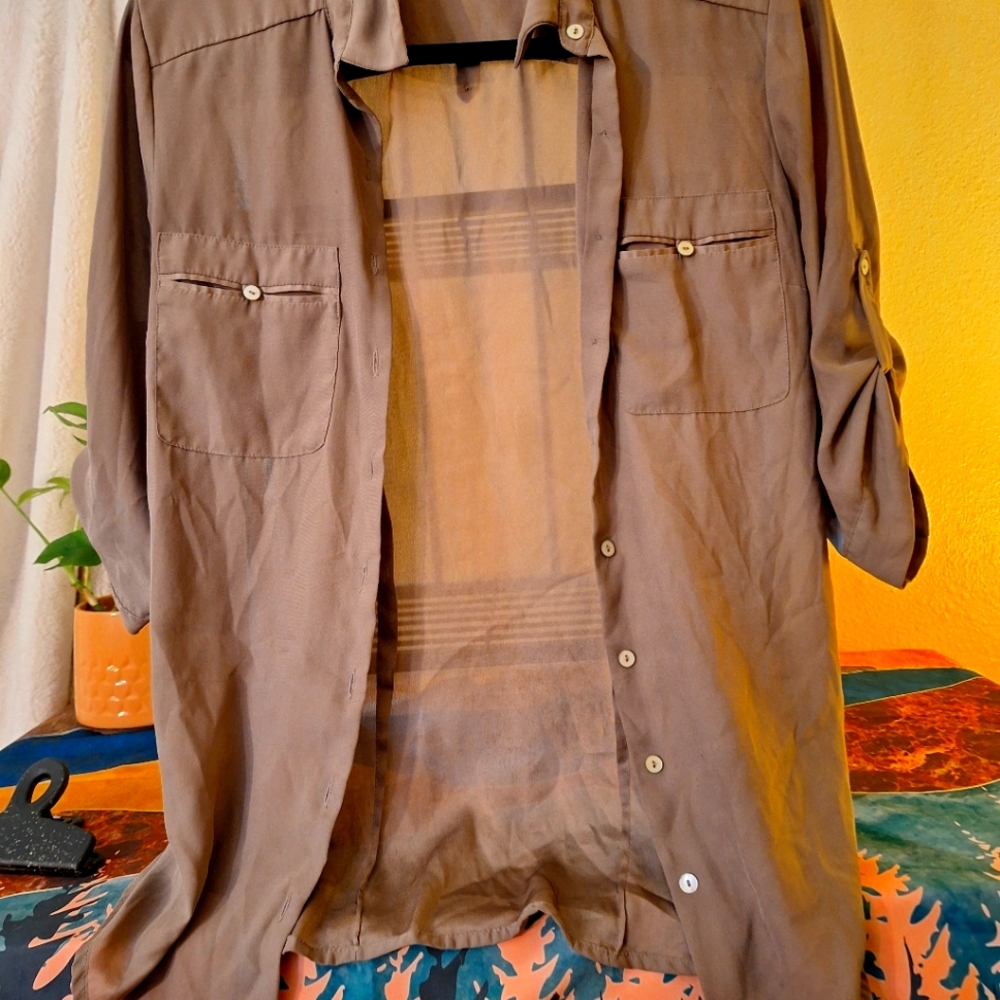 Sheer button-down shirt